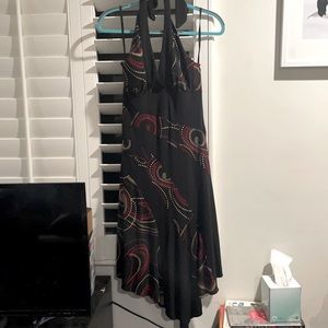 Halter midi dress with handkerchief hemline